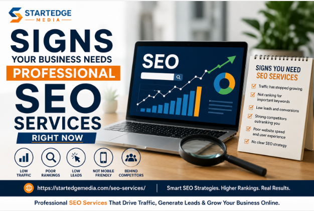 Business analyzing SEO performance graphs to identify need for professional SEO services